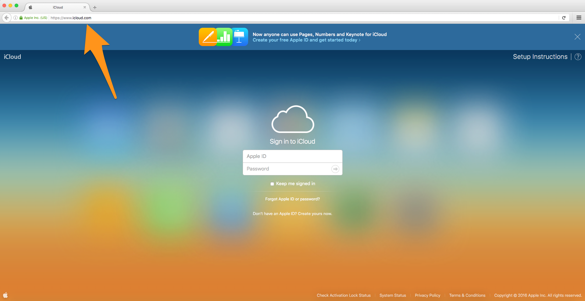 iCloud services page showing Find iPhone option